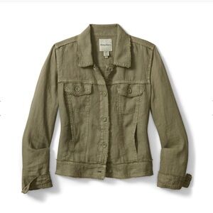 (NWOT) Tommy Bahama Two Palms Linen Raw-Edge Jean Jacket - Size S (4-6) RUNS BIG